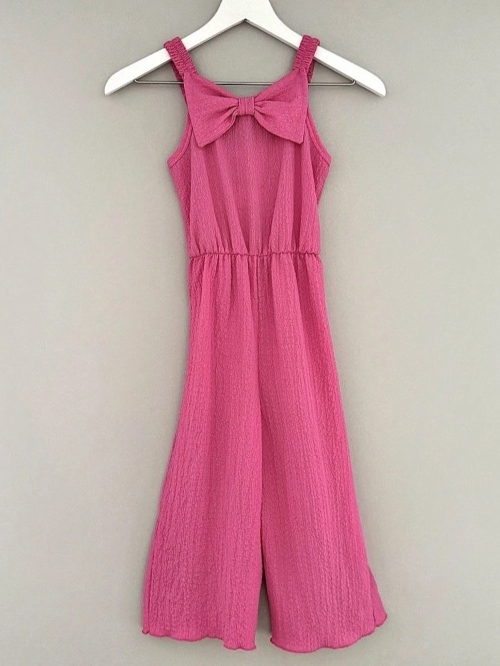NWOT Jenna & Jessie Girls’ “Jilly Pink Jumpsuit” with Bow - Size 6X